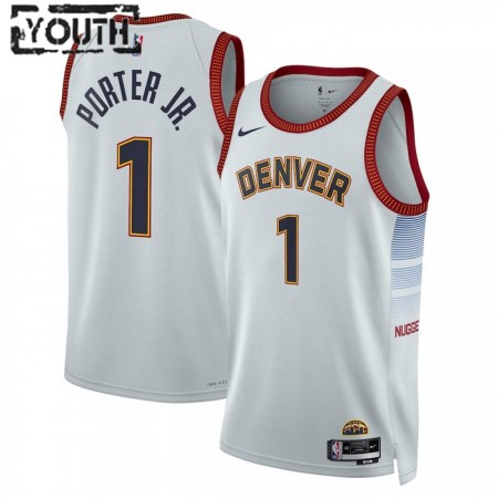 NBA Børn Trøje Denver Nuggets Michael Porter JR 1 2022-23 Nike City Edition Grå Swingman